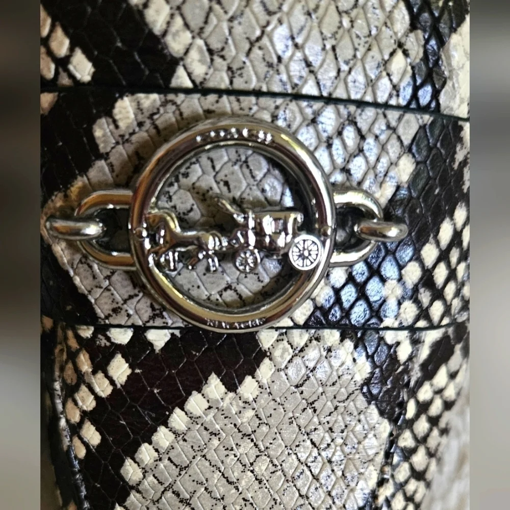 Coach Scotty Slide Mule Snake Print Silver Logo Women's Size 6 Shoes